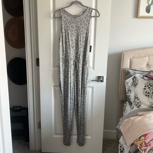 Gray leopard print jumpsuit NWT